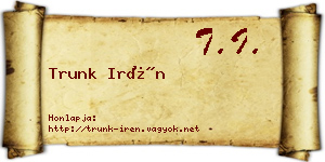 Trunk Irén névjegykártya